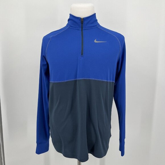 Nike Unisex Half-Zip Running  Pullover Shirt Jacket - Size L - Blue & Gray - 100 - Picture 2 of 7